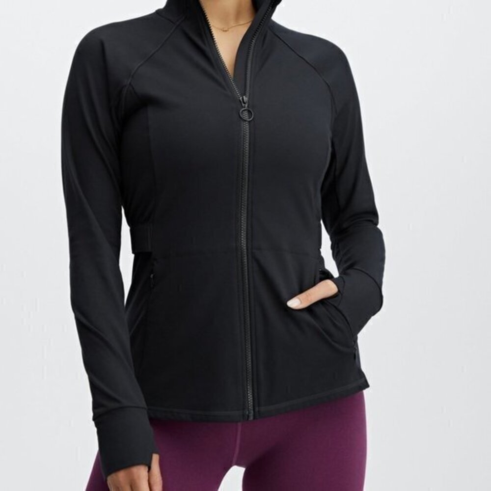Fabletics trinity performance jacket black Small Sports Athletic active